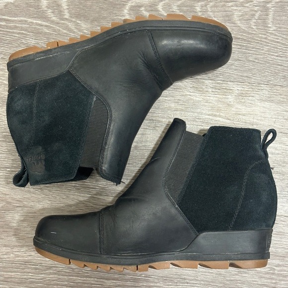 Sorel Evie II Chelsea Booties Womens 9 Black Waterproof Leather Suede NL3816-010 - Picture 5 of 9